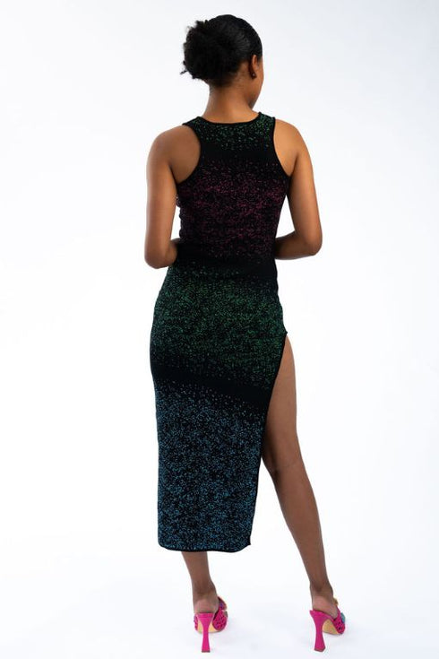 Knitwear one piece long dress BLACK / MIXED