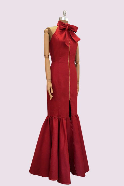 PALMAR HALTER DRESS CUT SILHOUTTE SKIRT RED