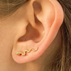 sustainable golden snake earrings for women