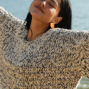 white and black knitted sweater for women