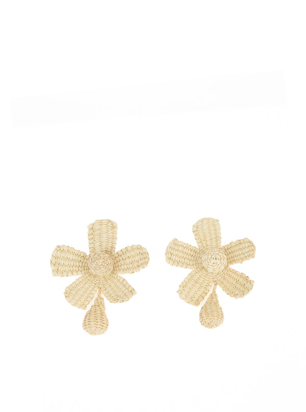 Beige Flower Toquilla Earrings