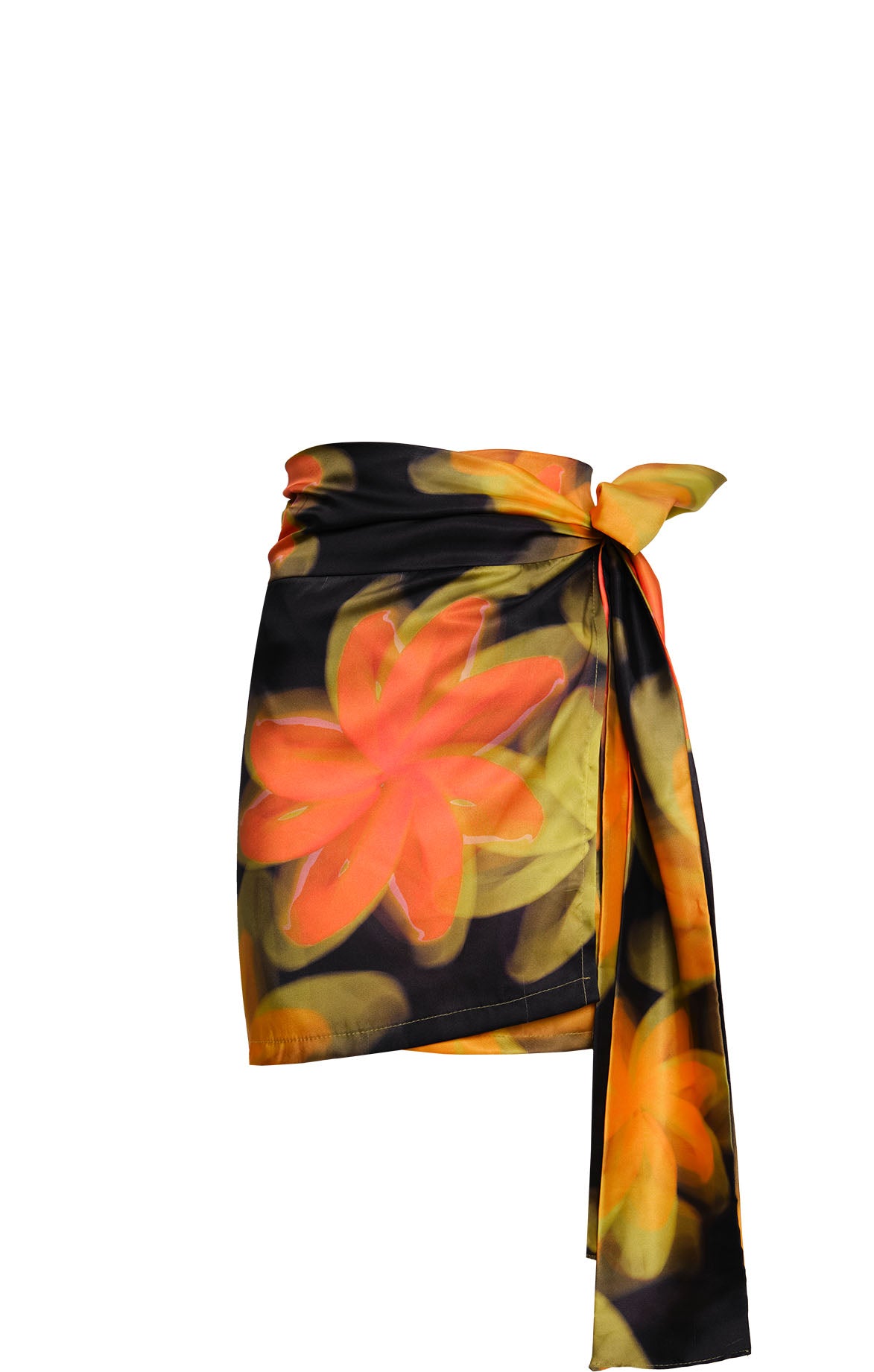 Black Satin Mini Cover Up Skirt