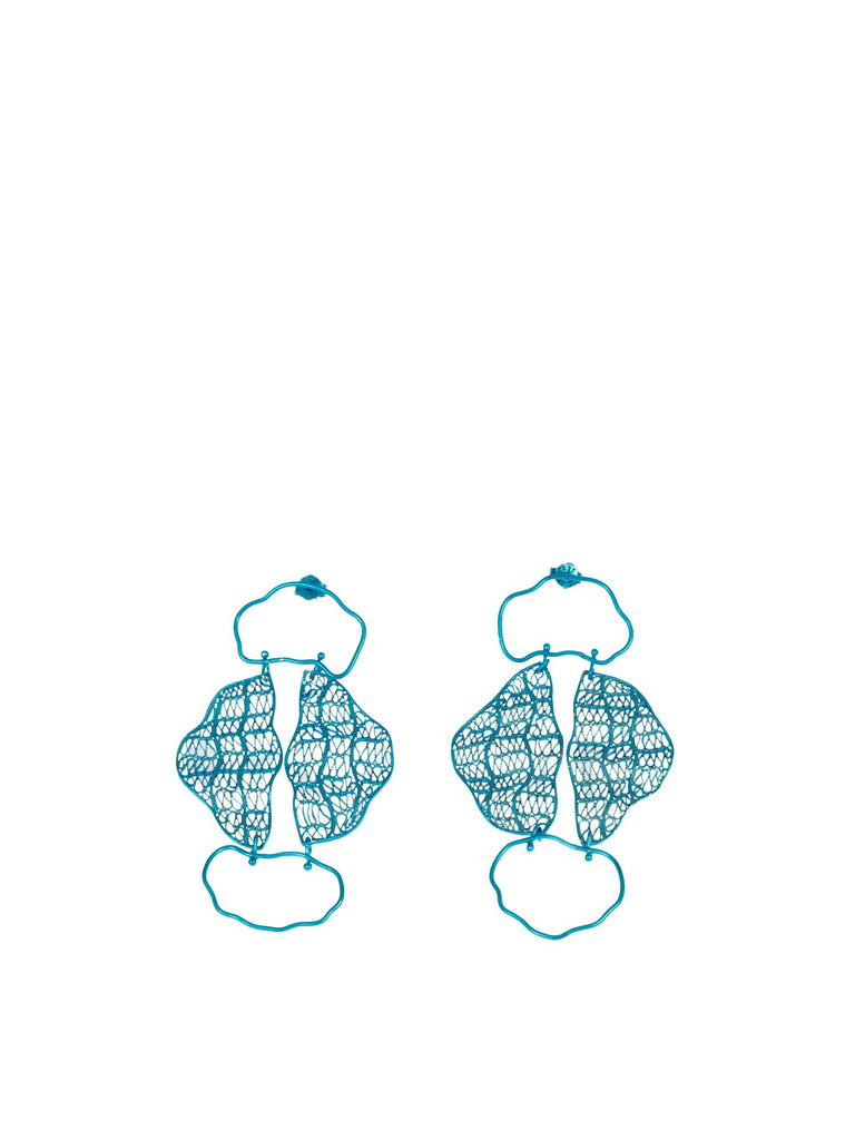 Blue Hand-painted Wavy Earrings