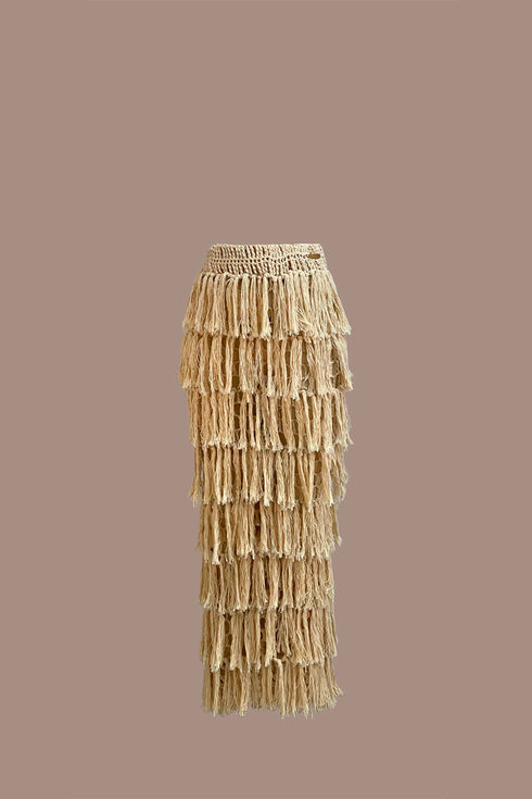 ATENAS LONG SKIRT KNITTED CROCHET IVORY