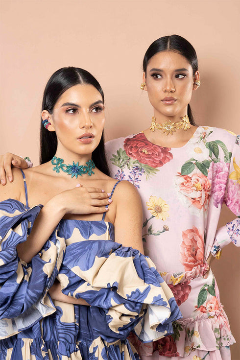 Floral Shaped Beaded Chocker