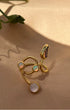 Gold Leaves, Opals and Moonstone Ring front view