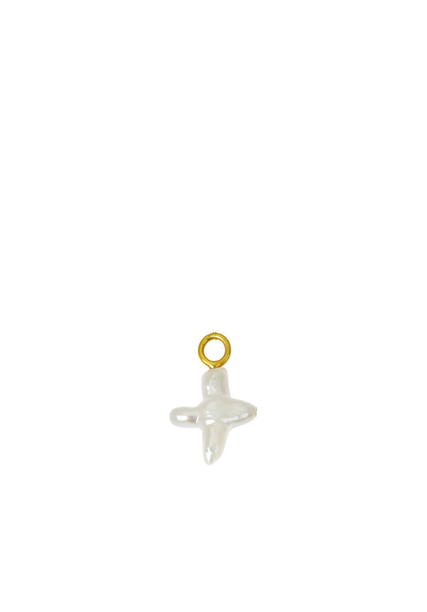 Gold Plated Pearl Cross Charm