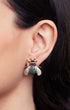 Green Crystal Fly Stud Earrings front view