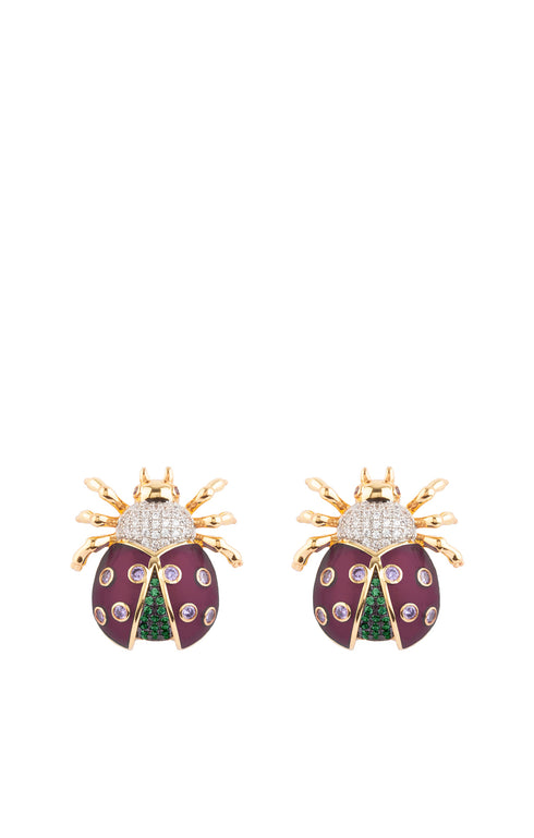 Details on Purple Crystal LadyBug Stud Earrings