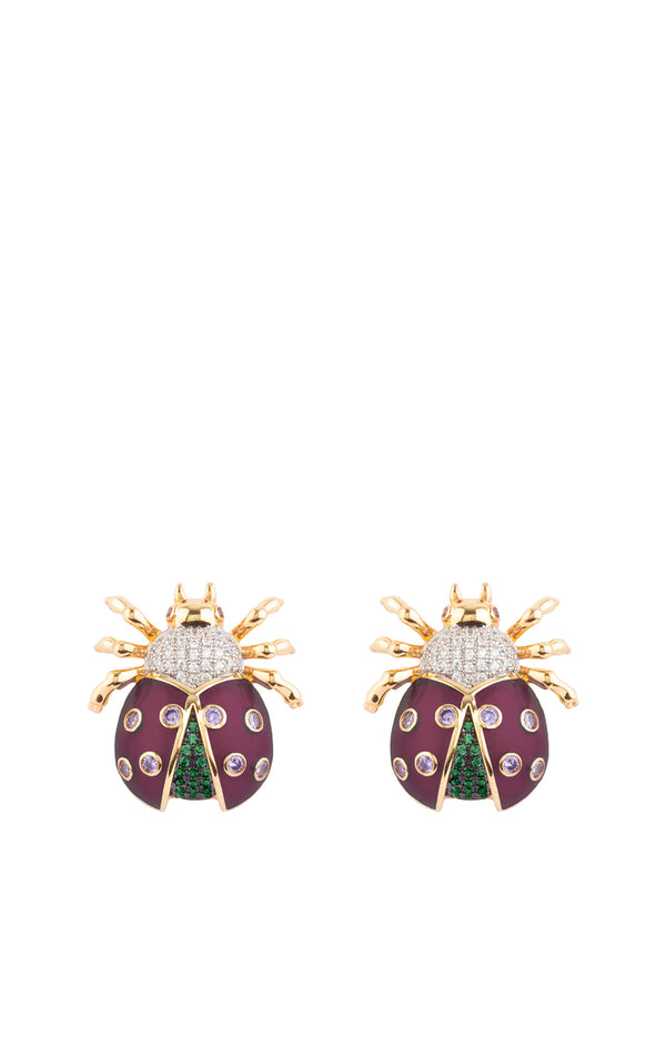 Details on Purple Crystal LadyBug Stud Earrings