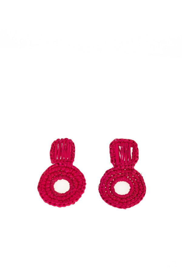 Hot Pink Toquilla Straw Earrings