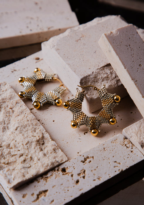 Mini Star Beaded Hoop Earrings