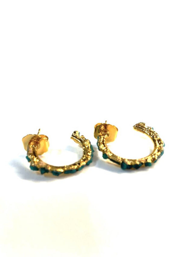 Single Raw Emerald Hoops