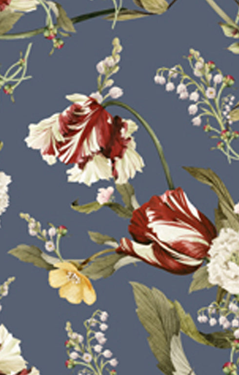 Floral Bluebell V Neck One Piece With Ruffles