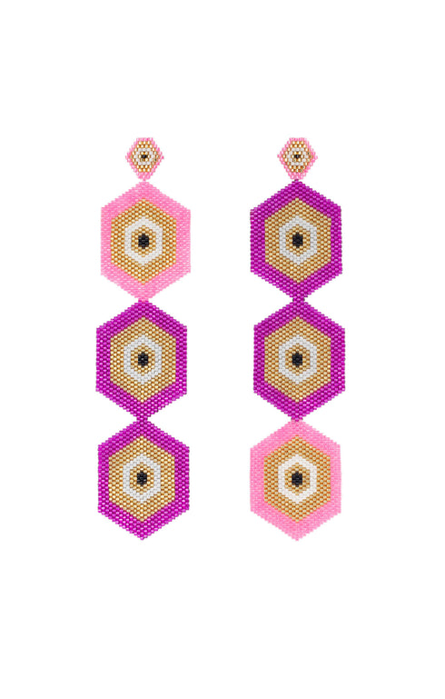 Tres Horus Pink Panther Earrings