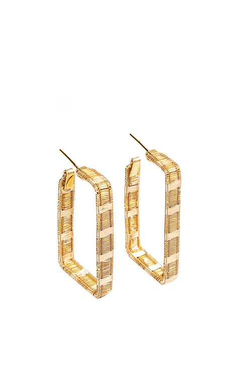 Gold Square Woven Hoops