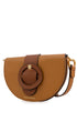 Camel Leather Half Moon Shaped Cross-Body Bag