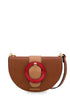 Brown Leather Half Moon Shaped Cross-Body Bag