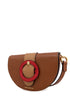 Brown Leather Half Moon Shaped Cross-Body Bag