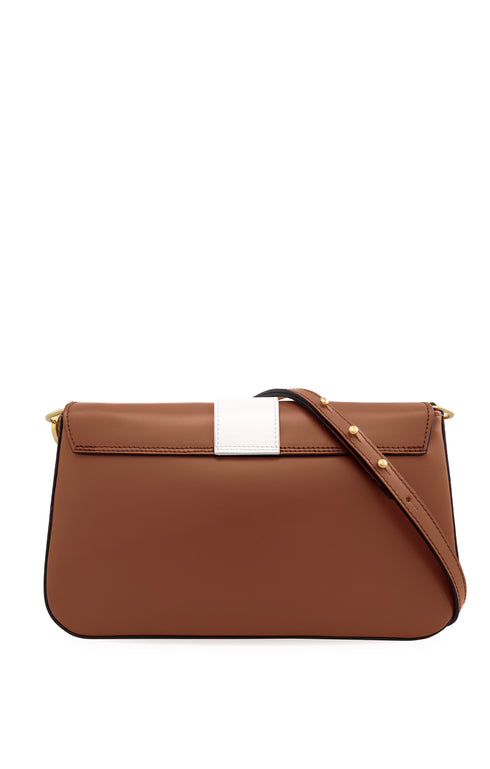 Camel Leather Rectangular Cross-Body Bag