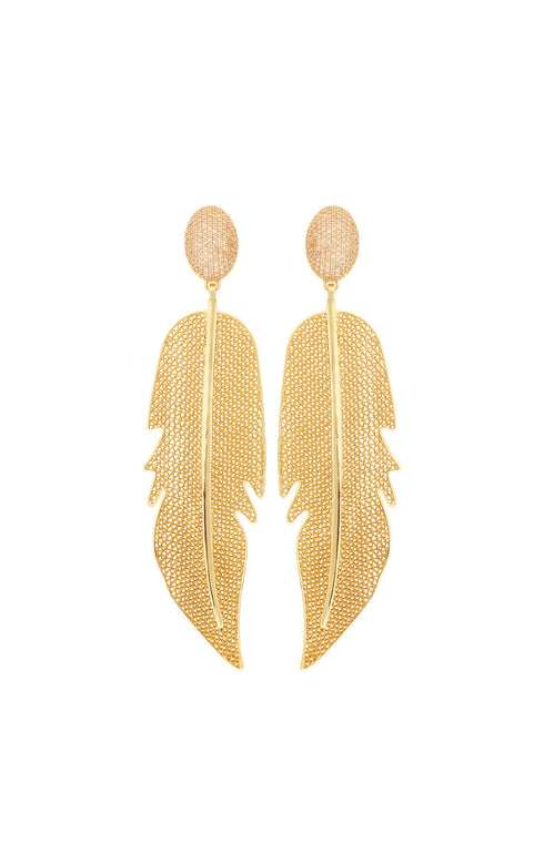 Golden Champagne Gran Pluma Kallpa Earrings