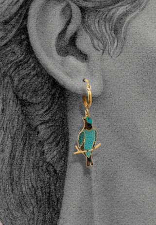 Cotinga Birds Earrings With Turquoise Stone