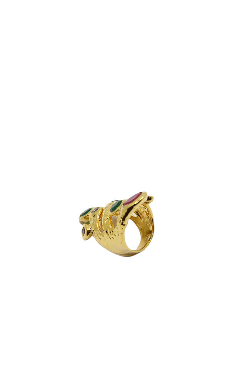 Gold Lava Ring With Crystals
