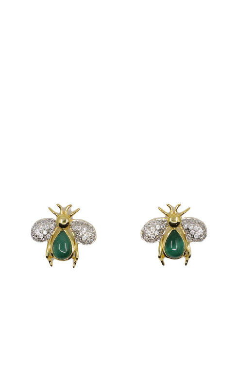 Golden Bee Crystal Stud Earrings