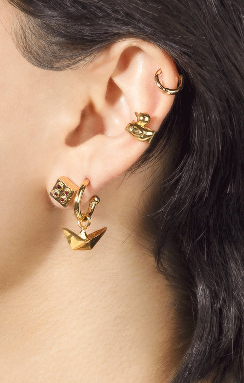 Gold Mini Paper Boat Charm