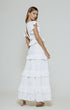 White Cotton Ruffles Maxi Dress