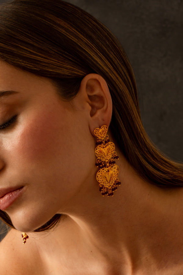 Triple Corazon Swarovski Earrings