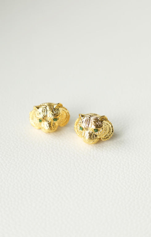 Emerald Eyes Tiger Earrings