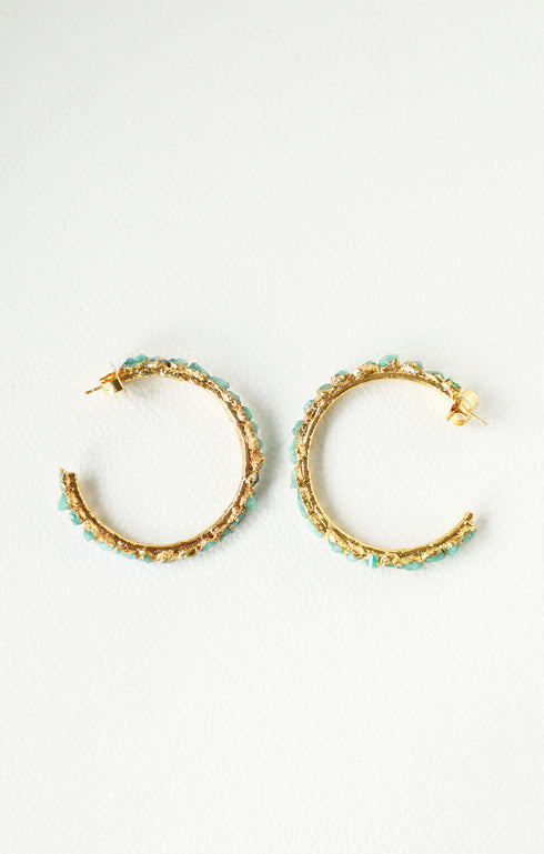 Raw Colombian Emerald Med Hoops