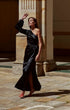 Black One-shoulder Satin Maxi Dress