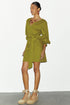 Cotton Linen Mini Wrap Dress