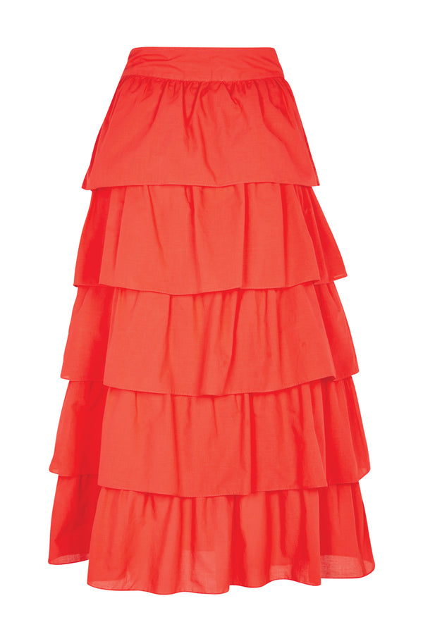Red Ruffle Skirt VIPOP red-ruffle-skirt-vipop