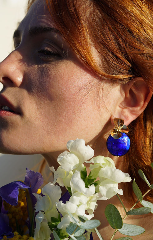 Murano Glass Flower Earrings