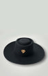 Black Wool Felt Hat With Goldplated Heart