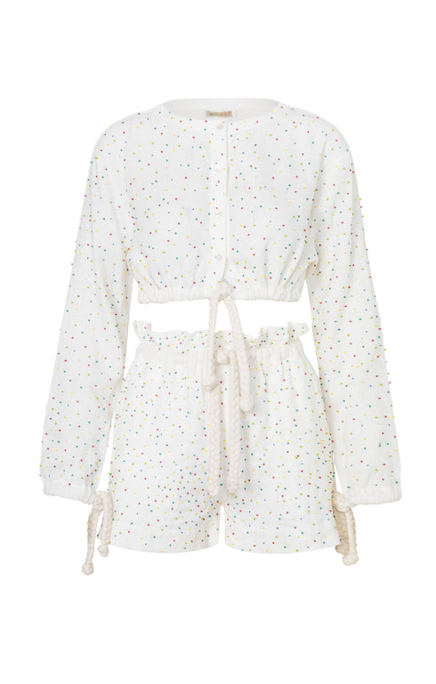 Embroidered Linen Crop Top