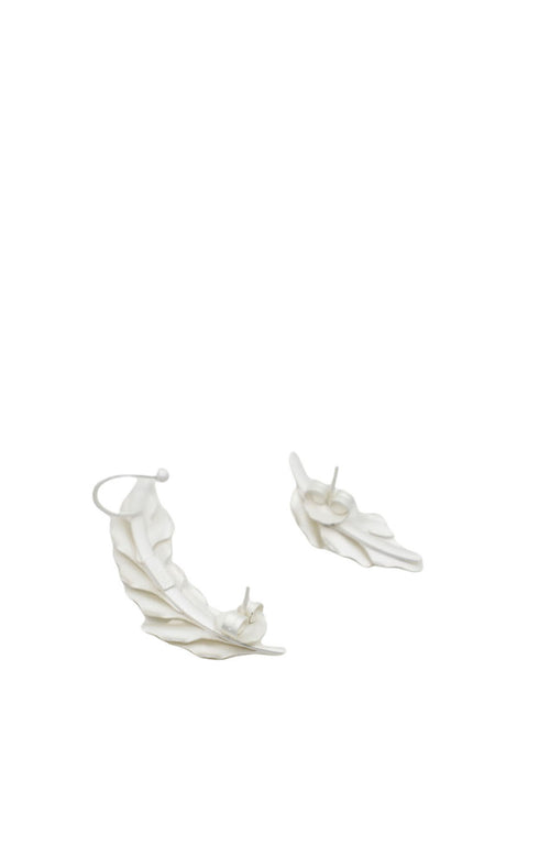 Matte Silver Mini Leaves Cuff Studs