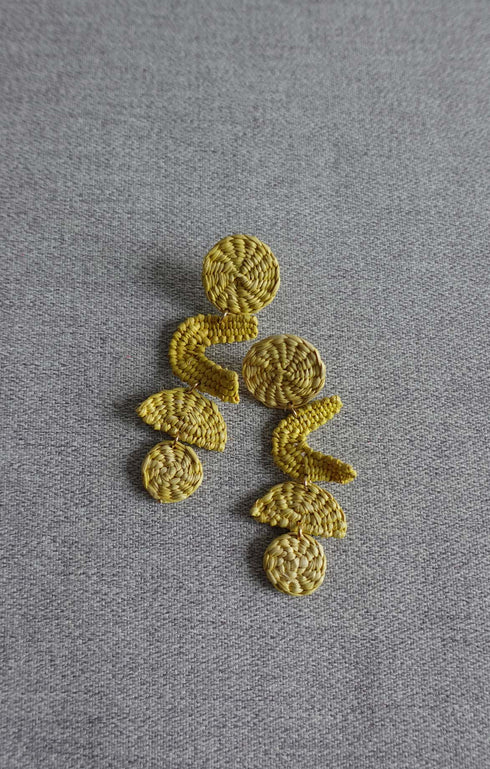 Yellow Geometric Toquilla Earrings