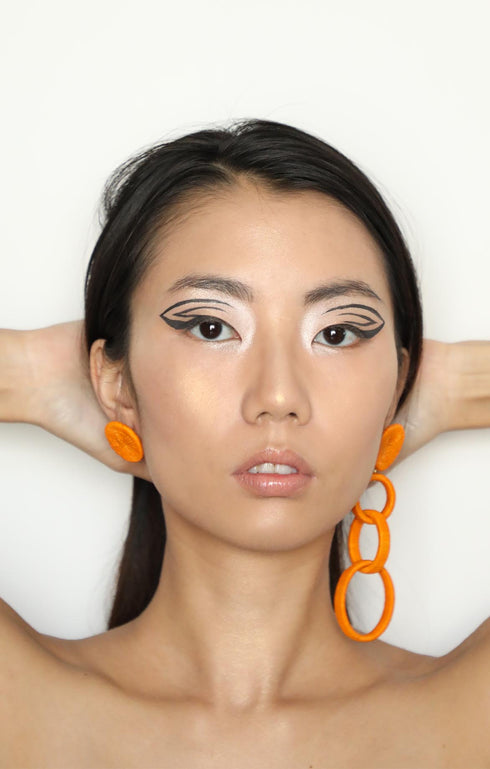 Orange Triple Artisan Hoops