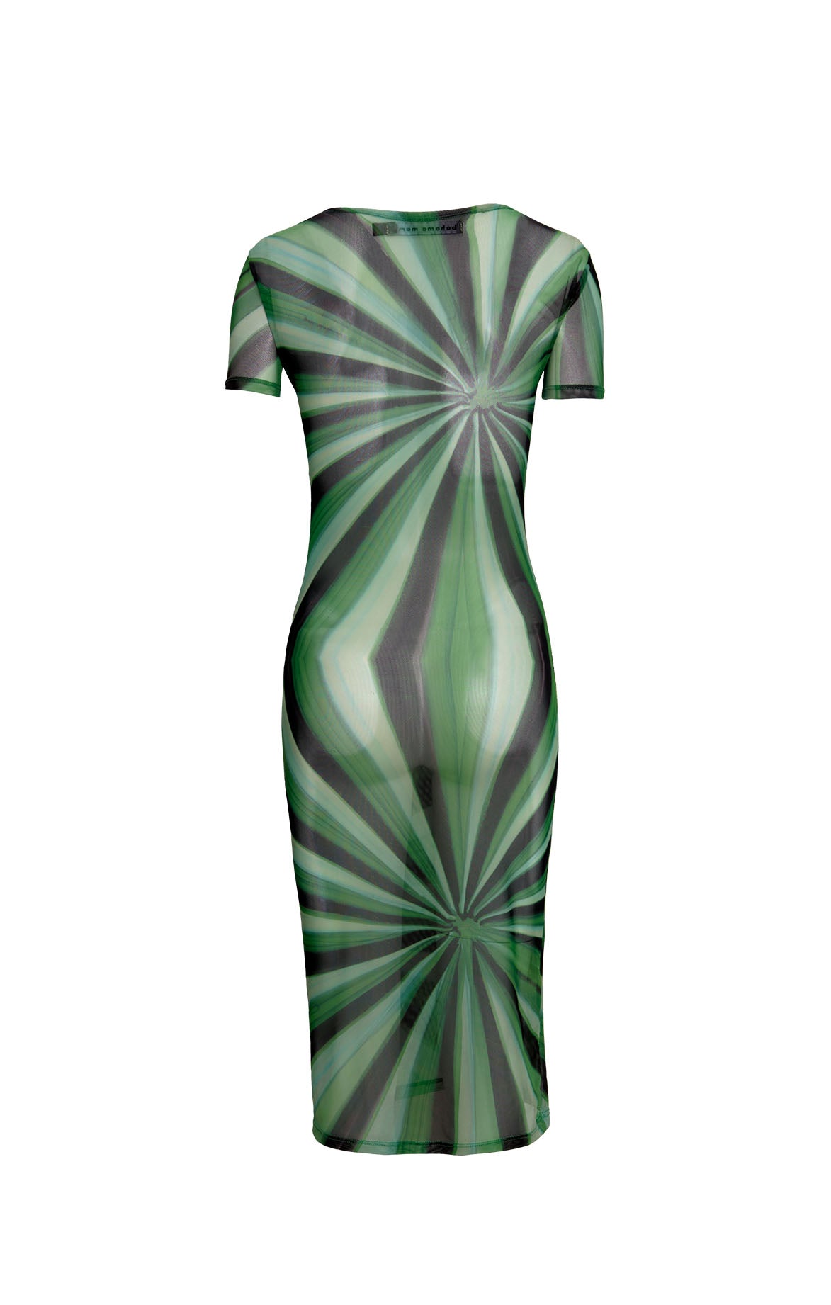 Green Short Sleeve Mesh Solar Midi Dress