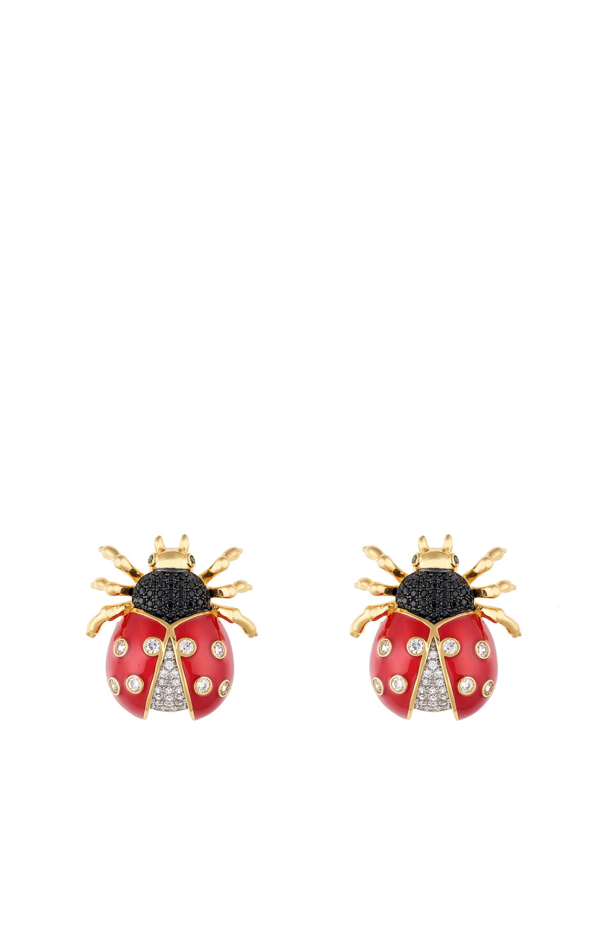Red Crystal LadyBug Stud Earrings