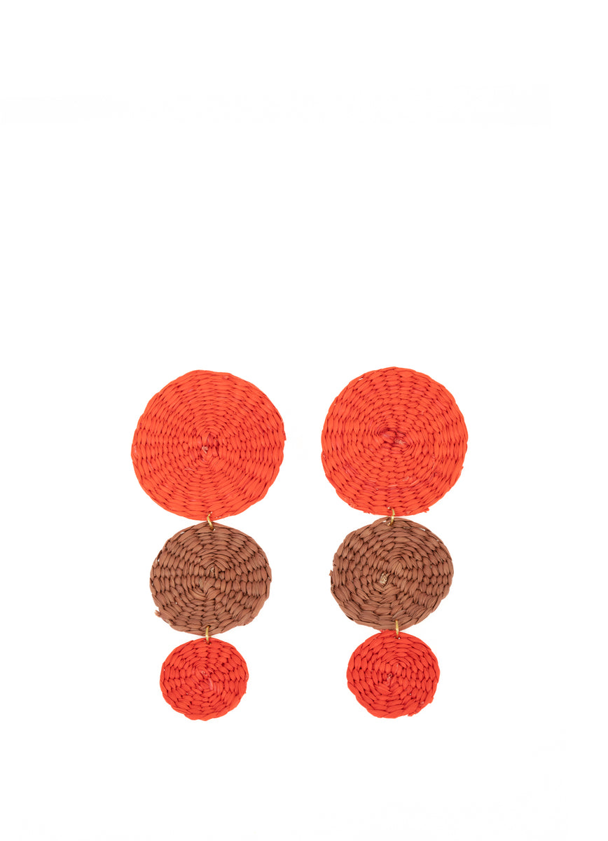 Red Trinity Circle Toquilla Straw Earrings – VIPOP