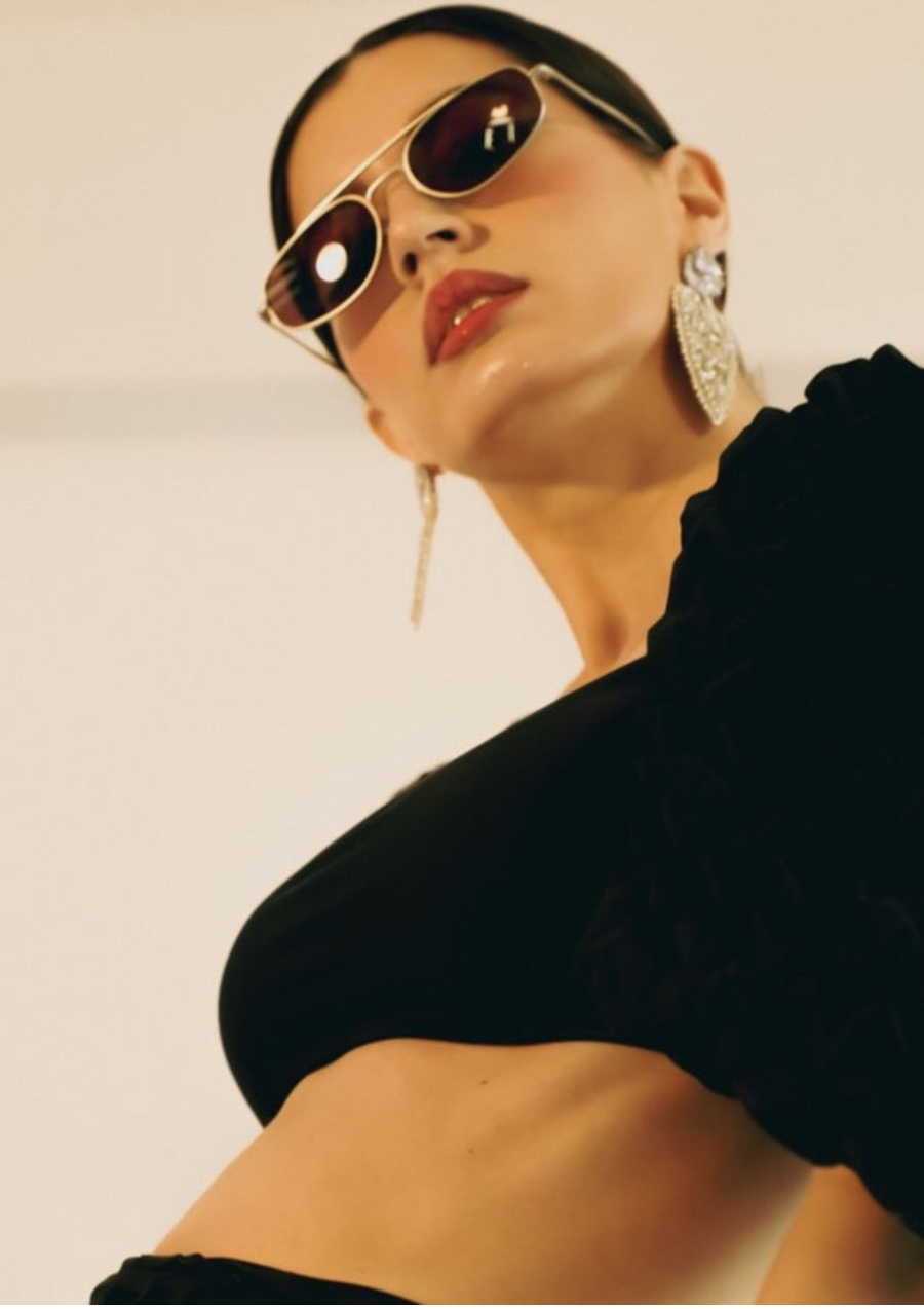 Ciel Matt Silver Brown Sunglasses