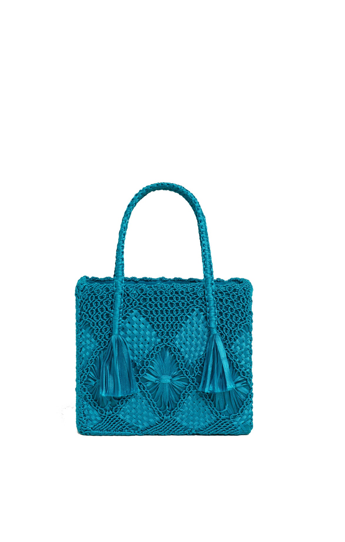 Blue Silk Macramé Handbag