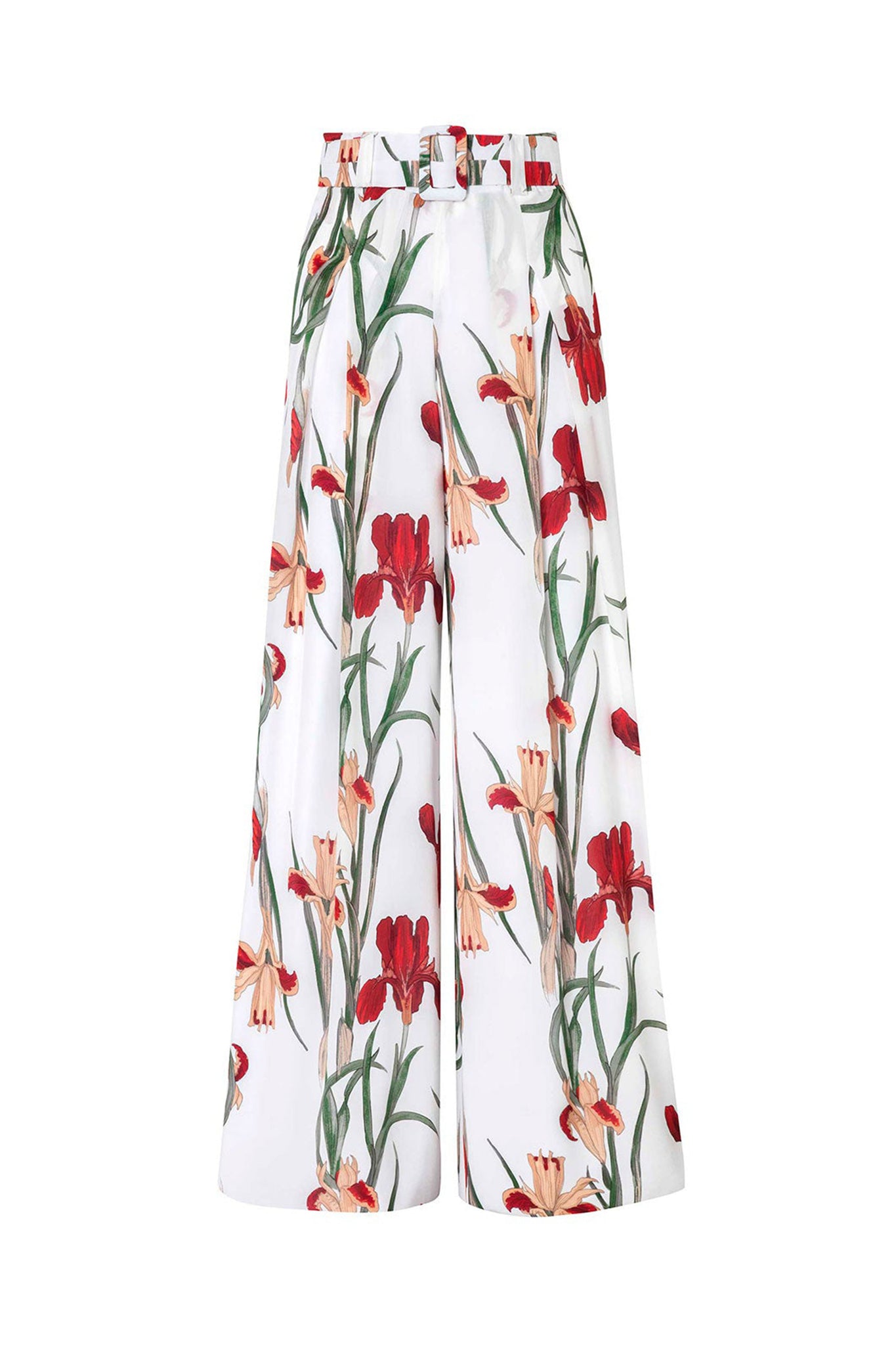White Flora Palazzo Trousers