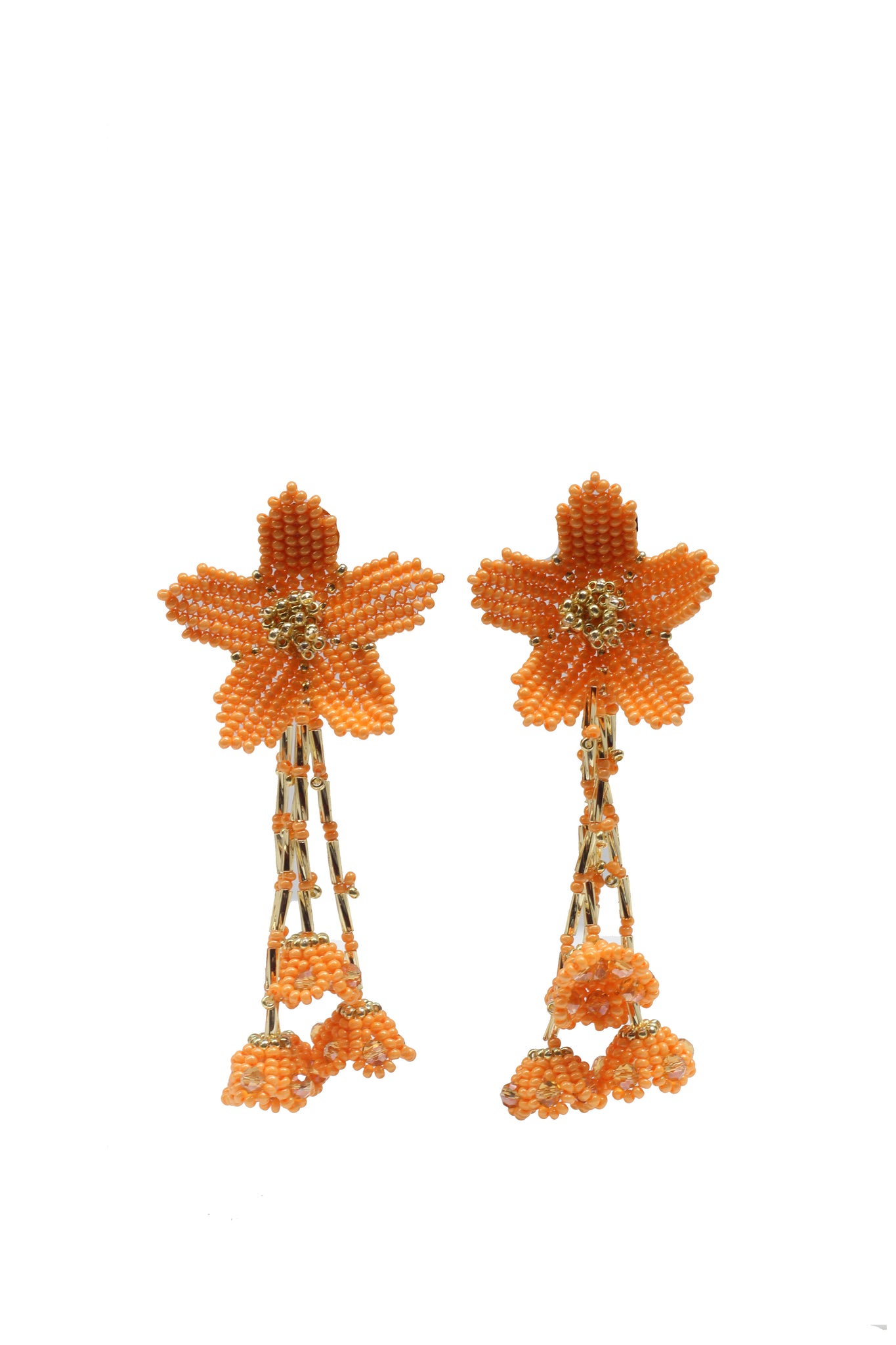 Orange Spring Flower Earrings