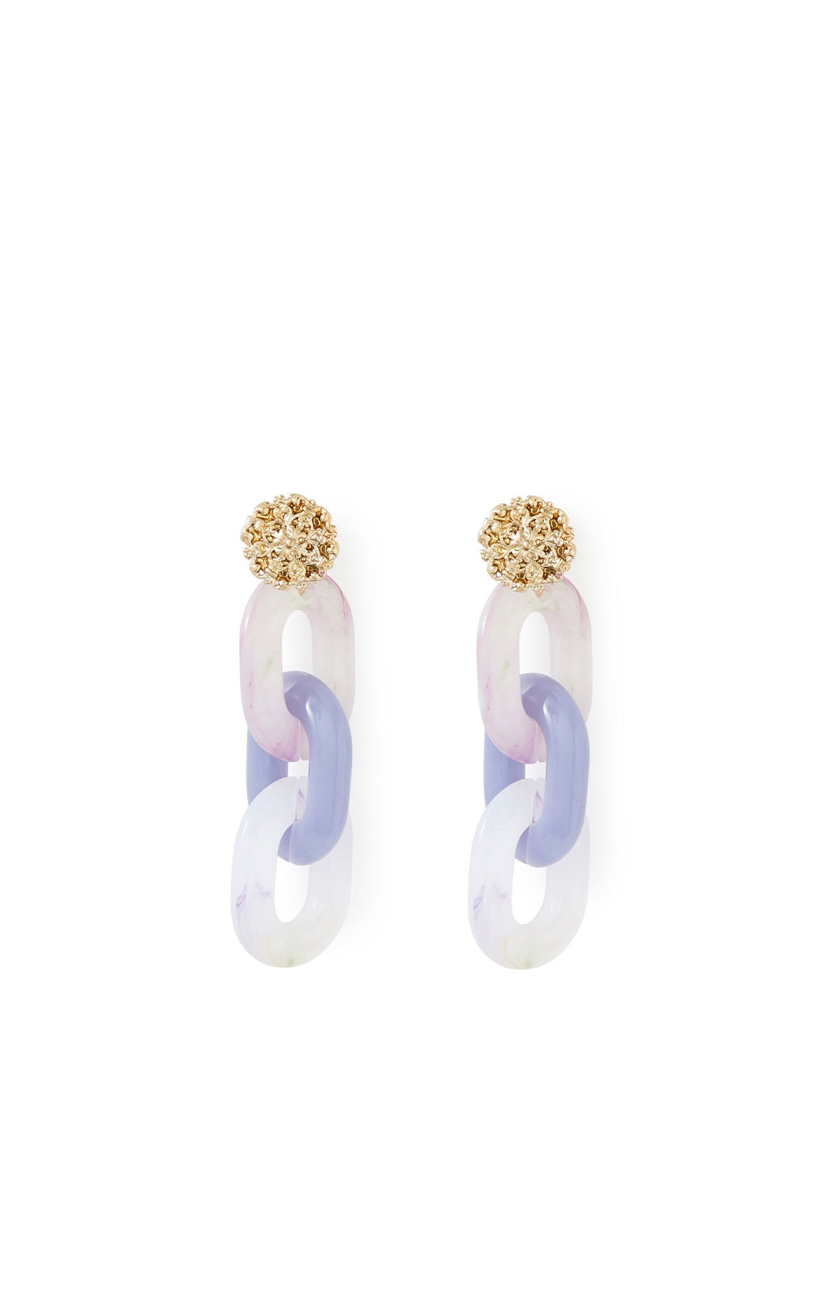 Lavender Flower Chain Earrings